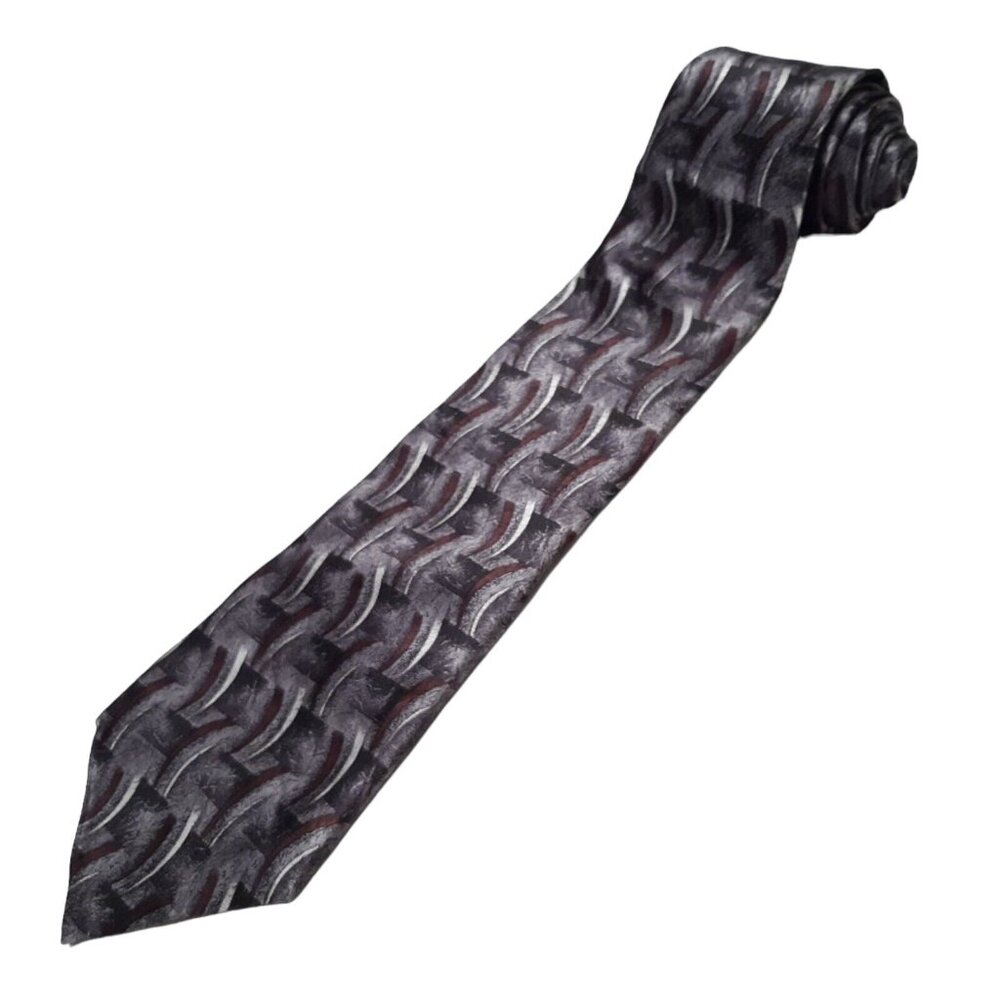 Vintage Pierre Cardin Necktie Mens Classic Gray Geometric‎ Silk Tie